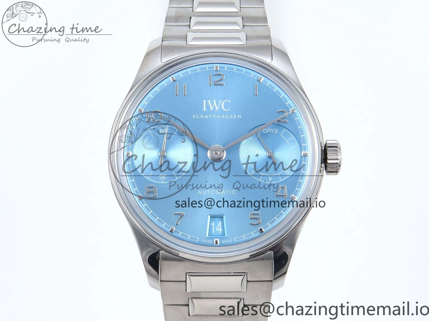 MIROTIME 0306 FashionForward Portugieser Auto IWC0562D APSF 1:1 Best Edition Light Blue Dial on SS Bracelet A 6994
